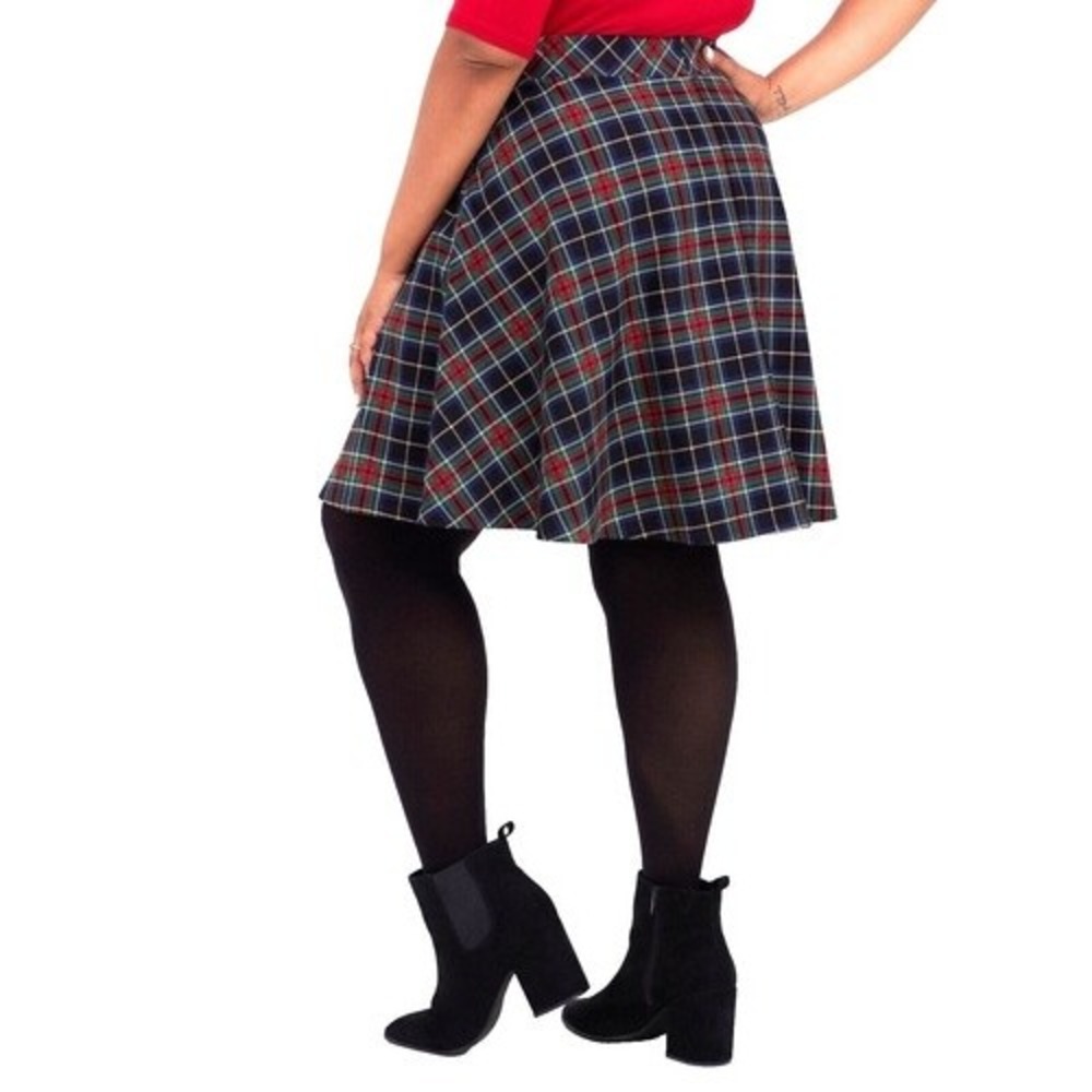 Torrid Multi Plaid Ponte High Waist Skater Skirt Womens Plus Size 2X NEW Preppy